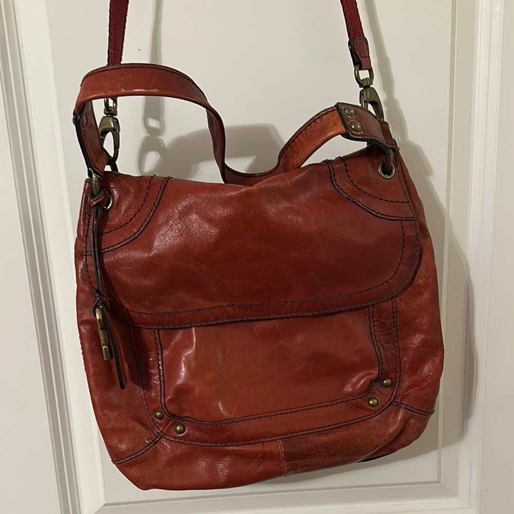 Fossil Red Leather Shoulder Bag Purse